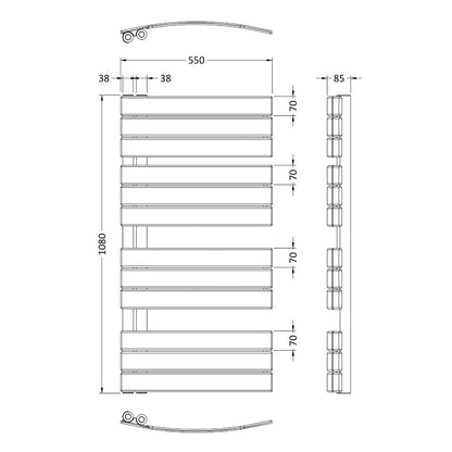 Fairford Sail 1080 x 500mm Chrome Towel Rail