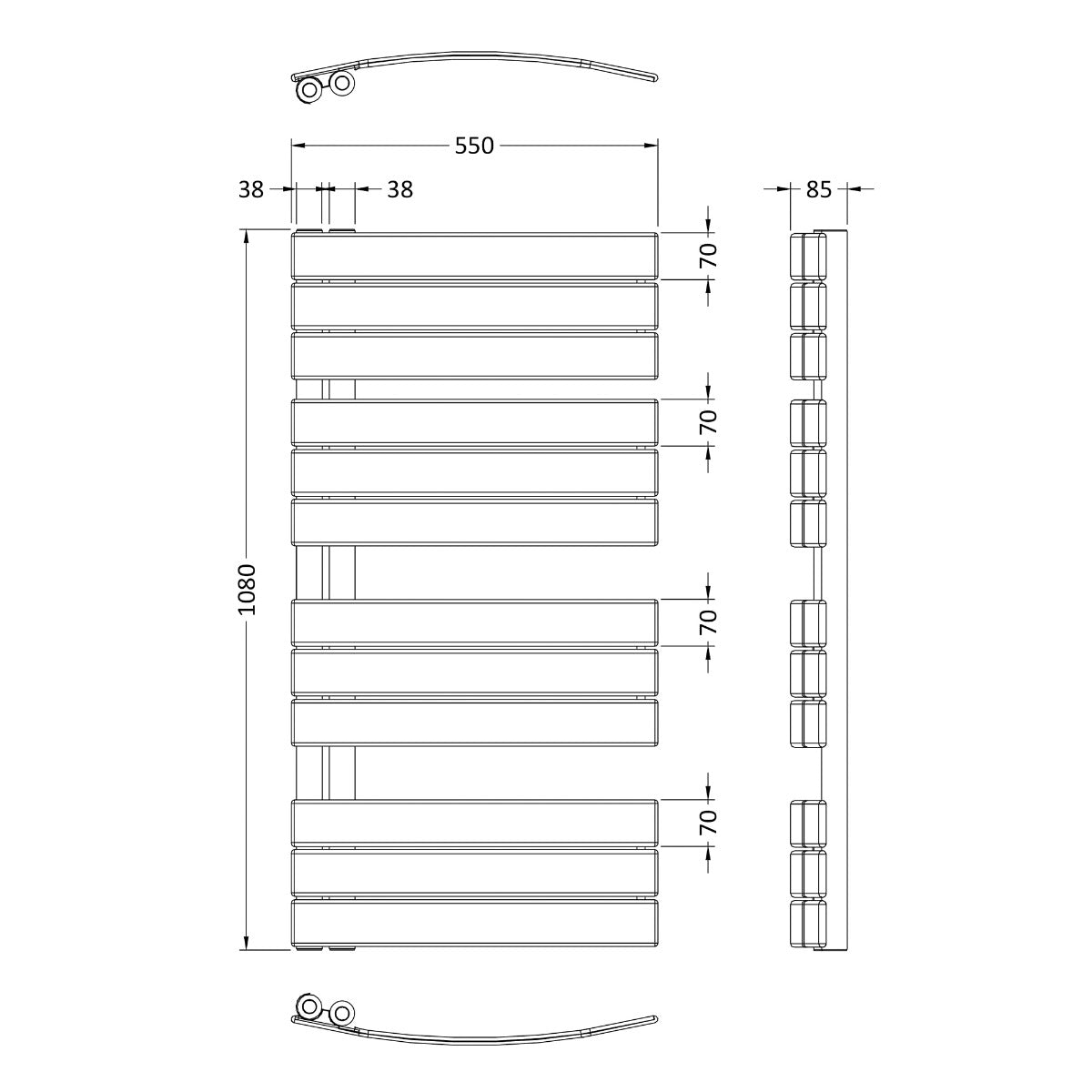 Fairford Sail 1080 x 500mm Anthracite Towel Rail
