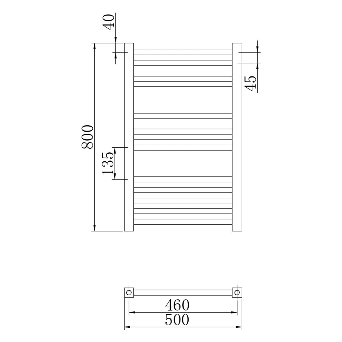 Fairford Square 800 x 500mm Chrome Ladder Towel Rail