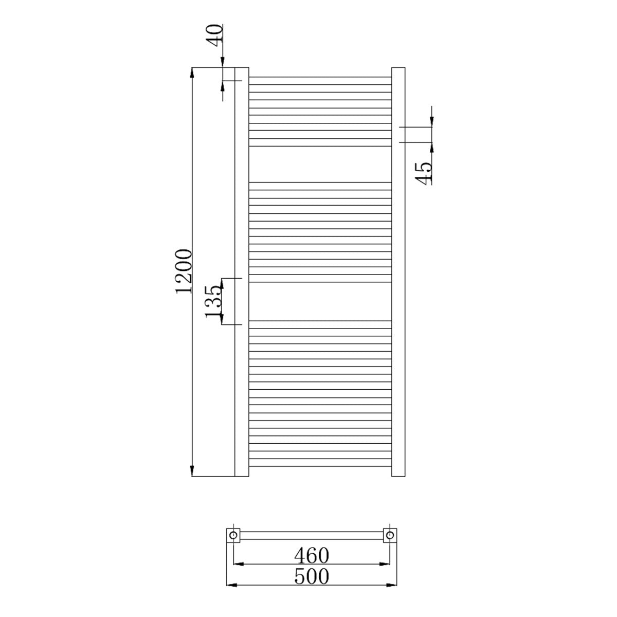 Fairford Square 1200 x 500mm Chrome Ladder Towel Rail