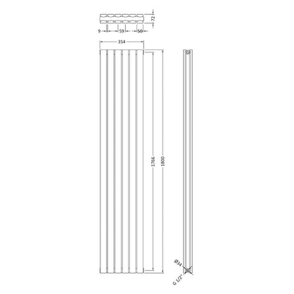 Fairford Hargate Double Panel 1800 x 354mm Anthracite Radiator