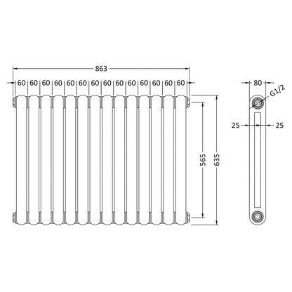Fairford Tradite 635 x 863mm High Gloss White Radiator
