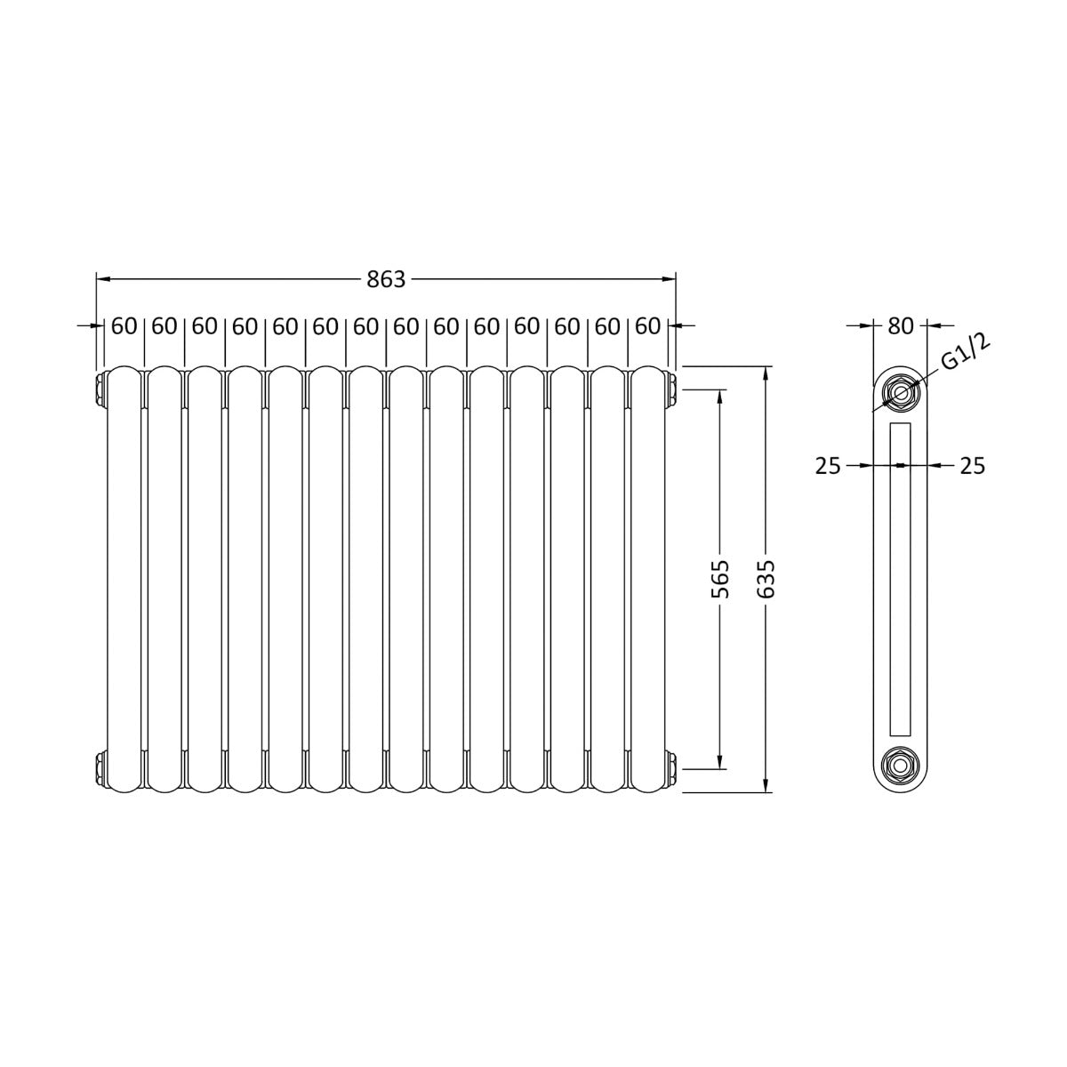 Fairford Tradite 635 x 863mm Anthracite Radiator