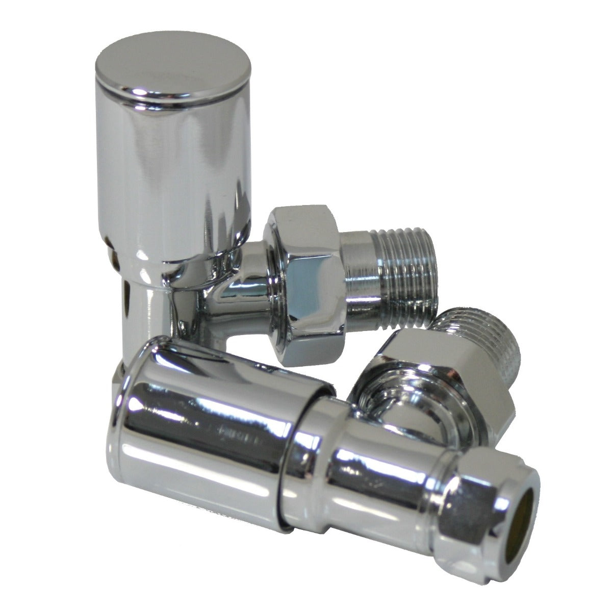 Fairford Basics Round Radiator Valves, Angled, Pair
