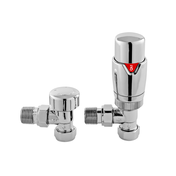Fairford Thermostatic Valves, Angled, Pair (HT)