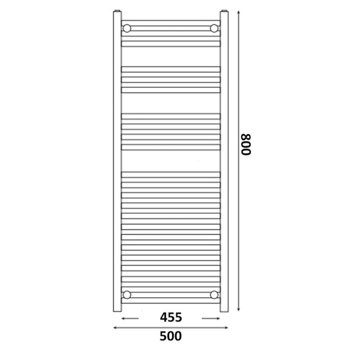 Fairford Curved 800 x 500mm Chrome Electric Towel Rail - On/Off Control