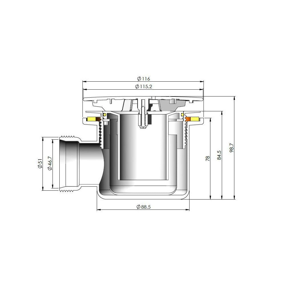Fairford Pro 90mm Fast Flow Shower Waste, Chrome Plated Solid Brass Cap
