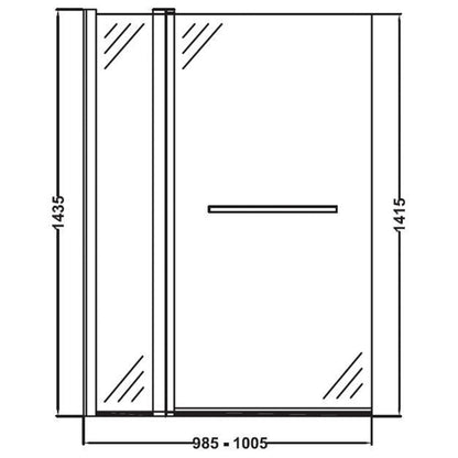 Fairford 6mm Straight Shower Bath Screen w Fixed Panel and Rail