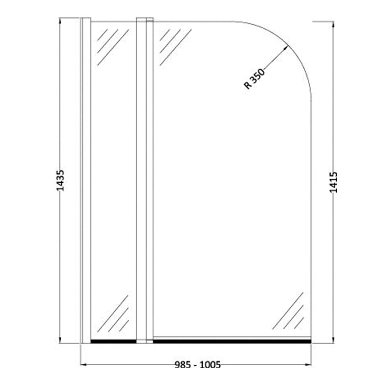 Fairford 6mm Radius Shower Bath Screen with Fixed Panel