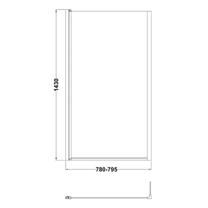 Fairford 6mm L Shaped Shower Bath Screen, Hinged