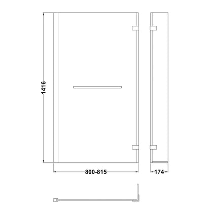 Fairford 6mm L Shaped Shower Bath Screen, Fixed at Wall with Hinged Return