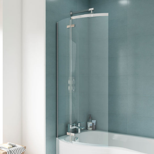 Fairford 5mm B Shaped Shower Bath Screen with Fixed Panel