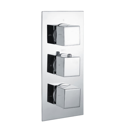 Fairford Una Chrome Square Concealed Triple Shower Valve with Diverter, 3 Outlet