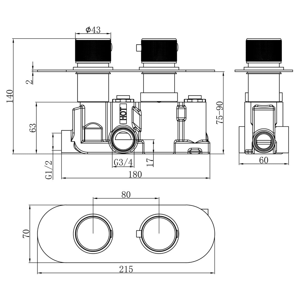 Fairford Element 5 Concealed Shower Kit with Handset, Chrome