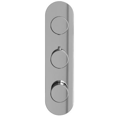Fairford Element Chrome Round Concealed Triple Shower Valve, 2 Outlet