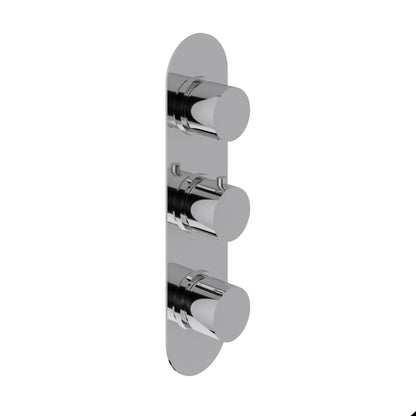Fairford Element Chrome Round Concealed Triple Shower Valve with Diverter, 3 Outlet