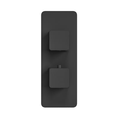 Fairford Una Matt Black Square Concealed Twin Shower Valve, 1 Outlet