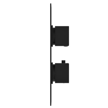Fairford Una Matt Black Square Concealed Twin Shower Valve with Diverter, 2 Outlet