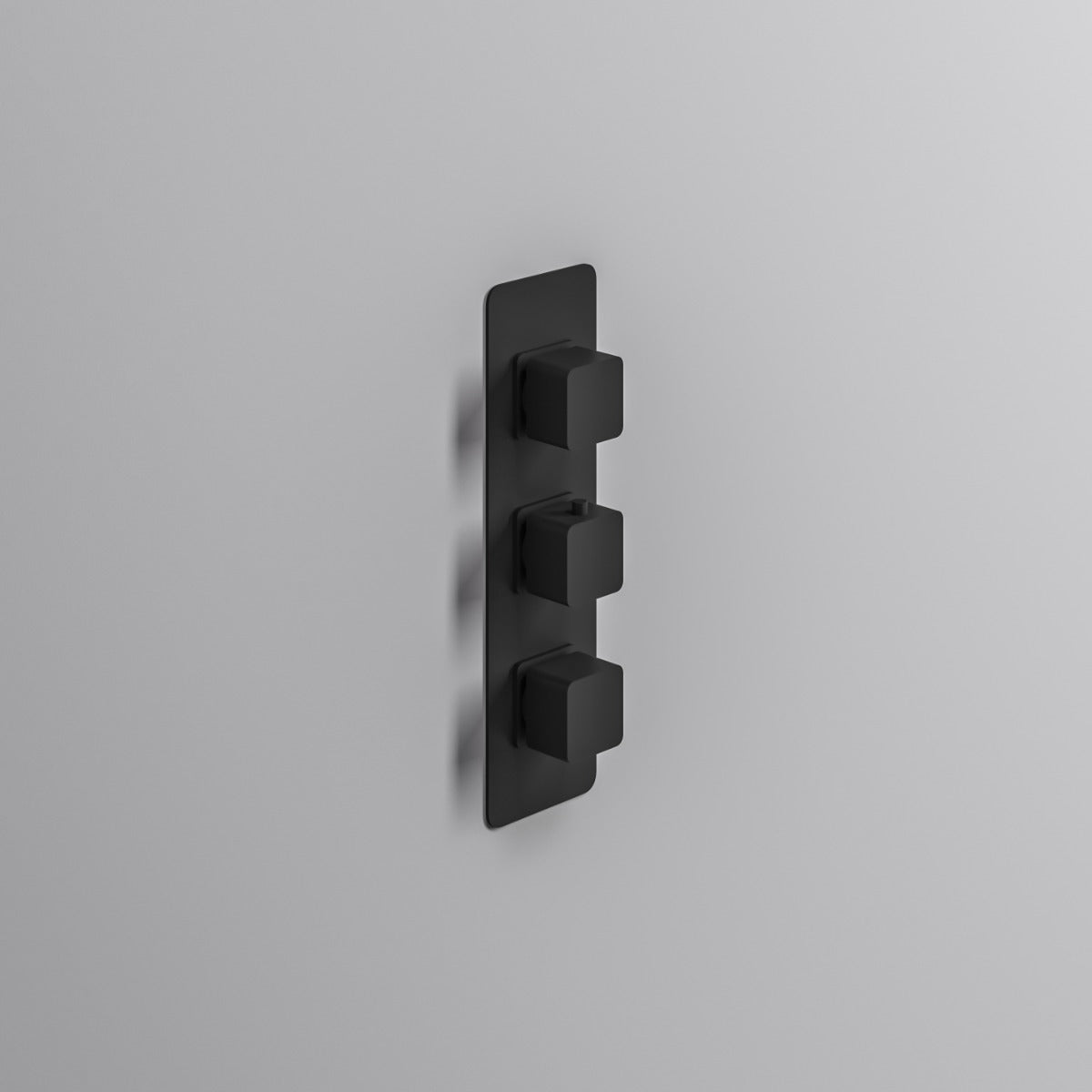 Fairford Una Matt Black Square Concealed Triple Shower Valve, 2 Outlet