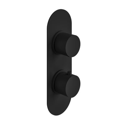 Fairford Element Matt Black Round Concealed Twin Shower Valve, 1 Outlet