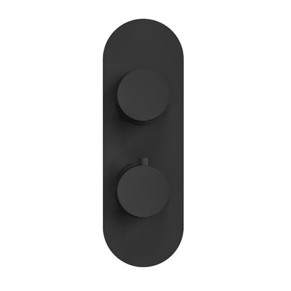 Fairford Element Matt Black Round Concealed Twin Shower Valve, 1 Outlet