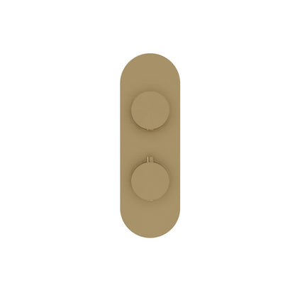 Fairford Element Brushed Brass Round Concealed Twin Shower Valve, 1 Outlet