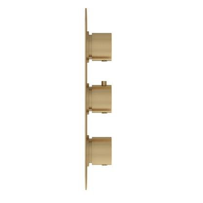 Fairford Element Brushed Brass Round Concealed Triple Shower Valve, 2 Outlet