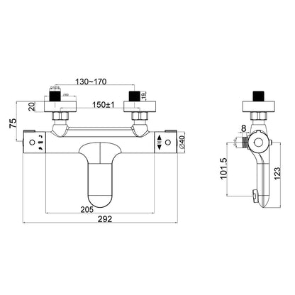 Fairford Barton Wall Mounted Thermostic Bath Shower Mixer