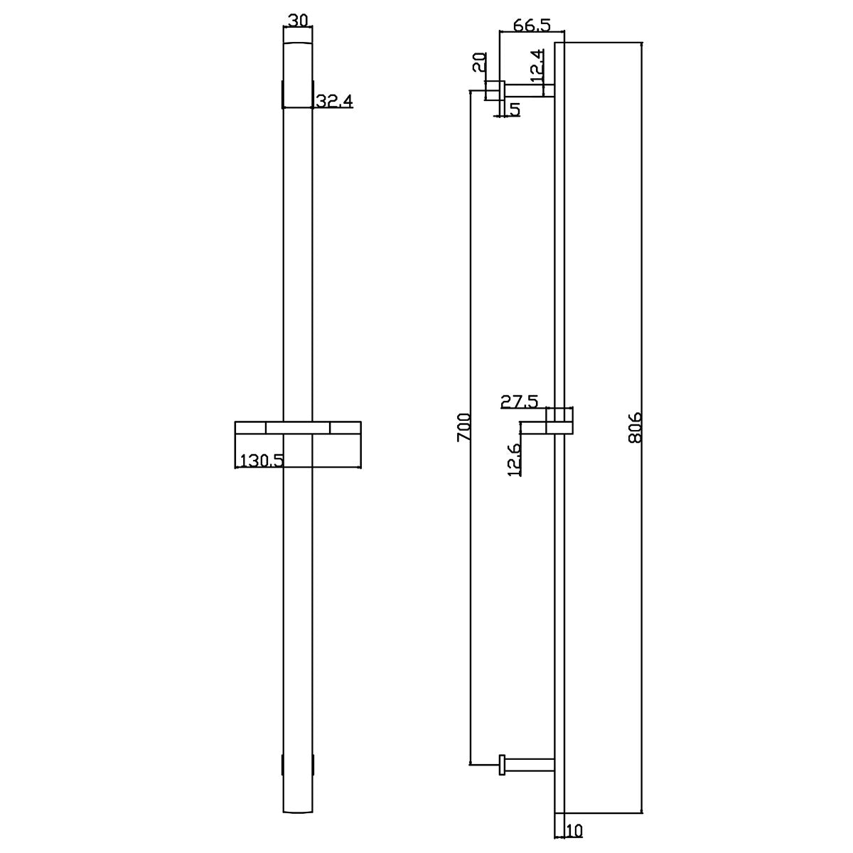 Fairford Element 5 Concealed Shower Kit with Slide Rail Kit, Wall Mounted Rain Head and Bath Overflow Filler, Chrome