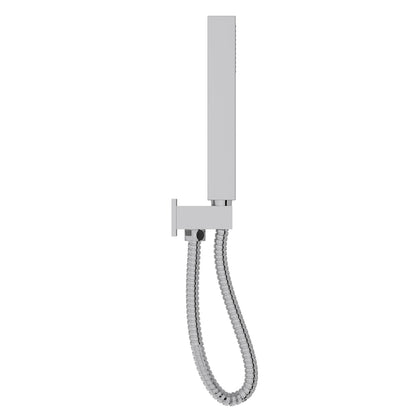 Fairford Una Square Handset with Outlet Elbow, Bracket and Hose, Chrome