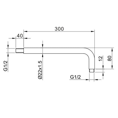 Fairford Element 300mm Round Wall Mounted Arm, Chrome