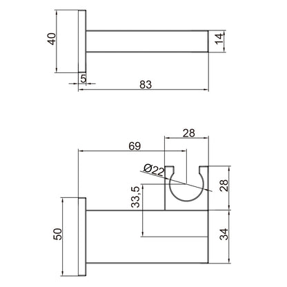 Fairford Square Wall Bracket, Chrome Plated Brass