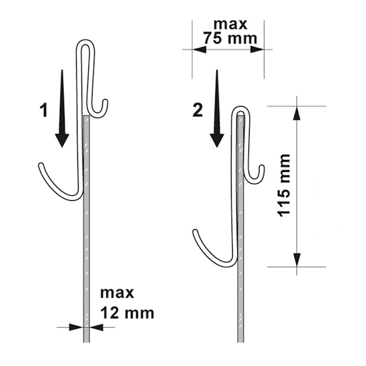 Fairford Wetroom Screen Hook (Frameless Screens)