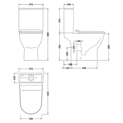 Fairford Sierra Close Coupled Toilet with Sandwich Seat