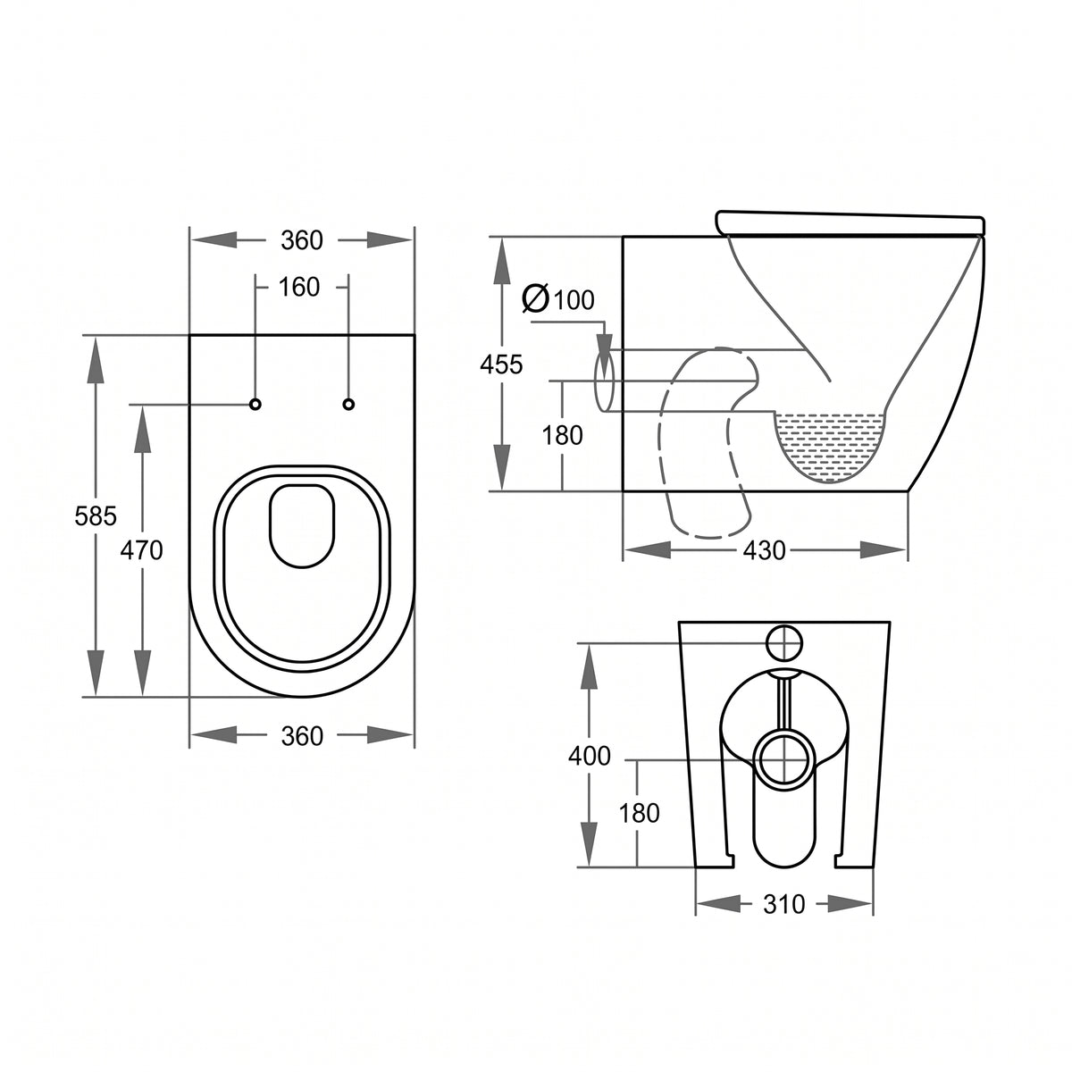 Fairford Handel Pro Rimless Comfort Height BTW WC