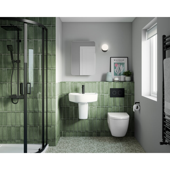 Fairford Matt Black Round Dual Flush Plate
