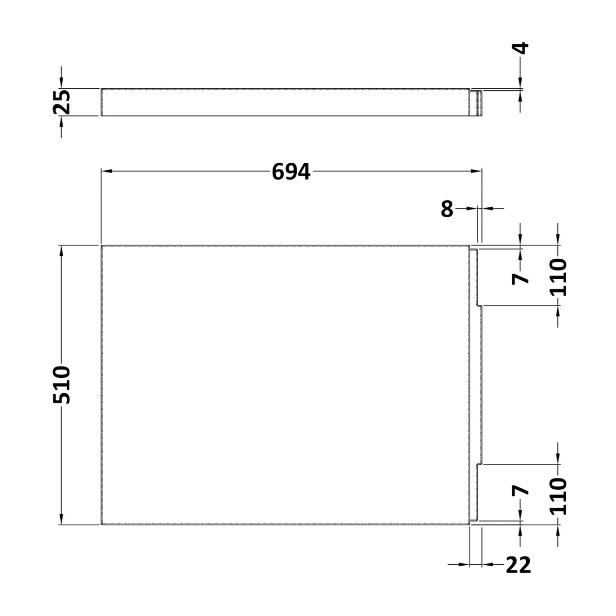 Fairford Acrylic Bath End Panel, 700mm