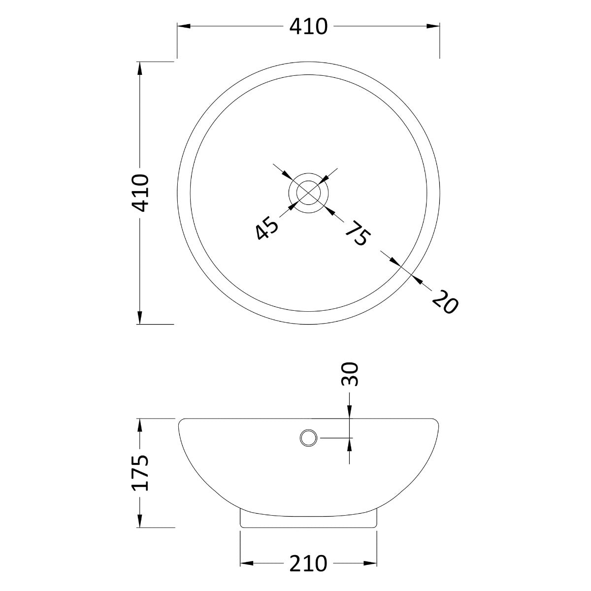 Fairford 420mm Round Counter Top Vessel