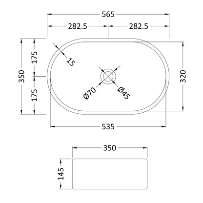 Fairford Finesse 0TH, 565 x 320 x 145mm Rounded Vessel