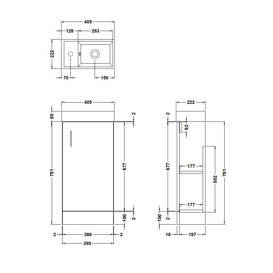 Fairford Minimalist 400mm Gloss White Floorstanding Vanity Unit