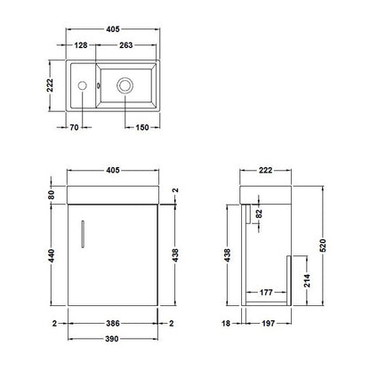 Fairford Minimalist 400mm Gloss White Wall Hung Vanity Unit
