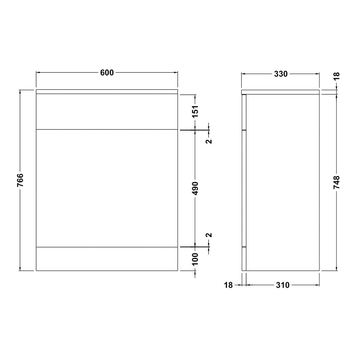 Fairford Opto 600mm Gloss White WC Unit (330mm deep)