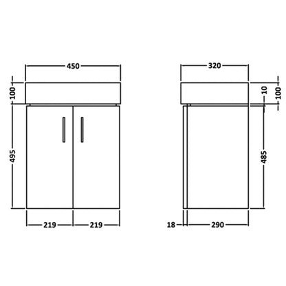 Fairford Arlo Gloss White 450mm Wall Hung Vanity Unit