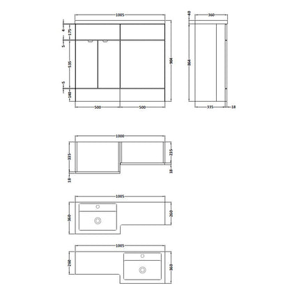 Fairford 1000mm Gloss White Left Hand Pack