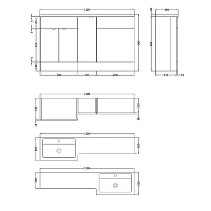Fairford 1500mm Gloss White Right Hand Pack
