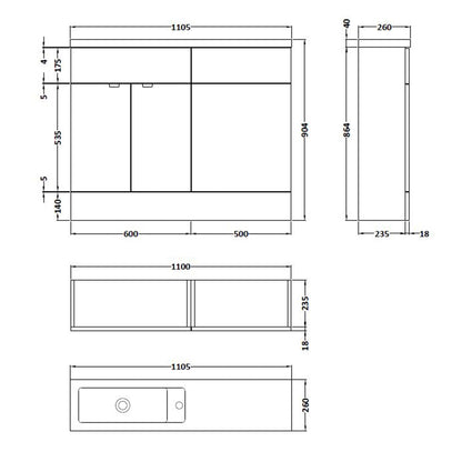 Fairford Union 1100mm Grey Gloss Pack