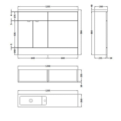 Fairford Union 1200mm Grey Gloss Pack