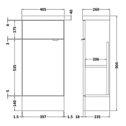 Fairford Union 400mm Slimline Gloss White Vanity Unit