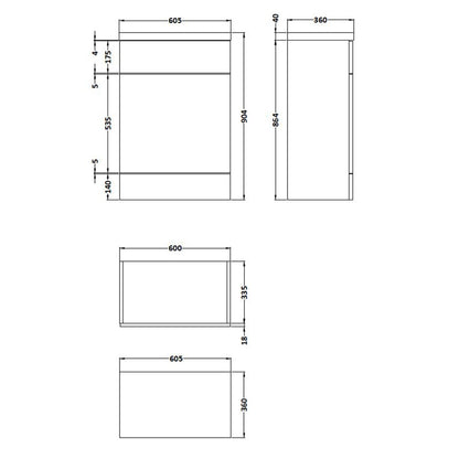Fairford Union 600mm Full Depth Gloss White WC Unit with Top