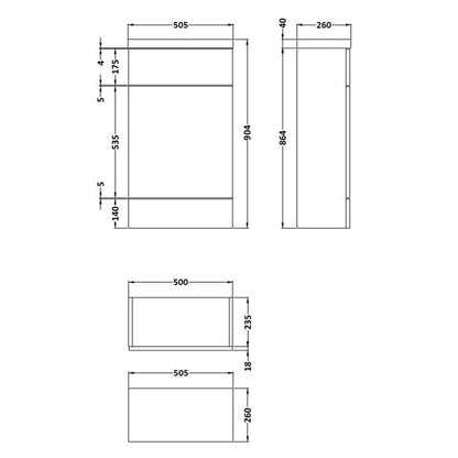 Fairford Union 500mm Slimline Gloss White WC Unit with Top
